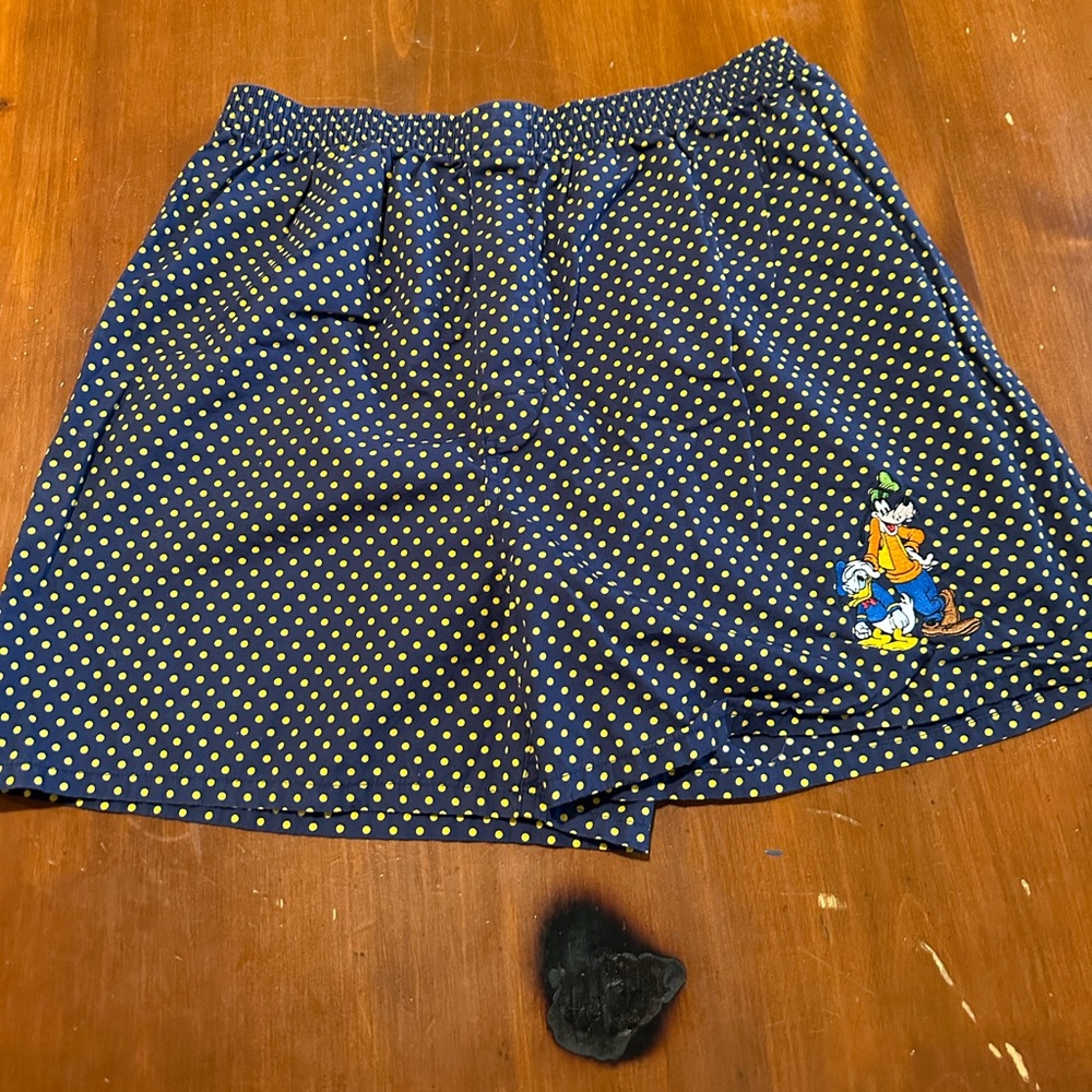 New Disney cotton unisex boxers large Donald and goofy navy and gold polka dots